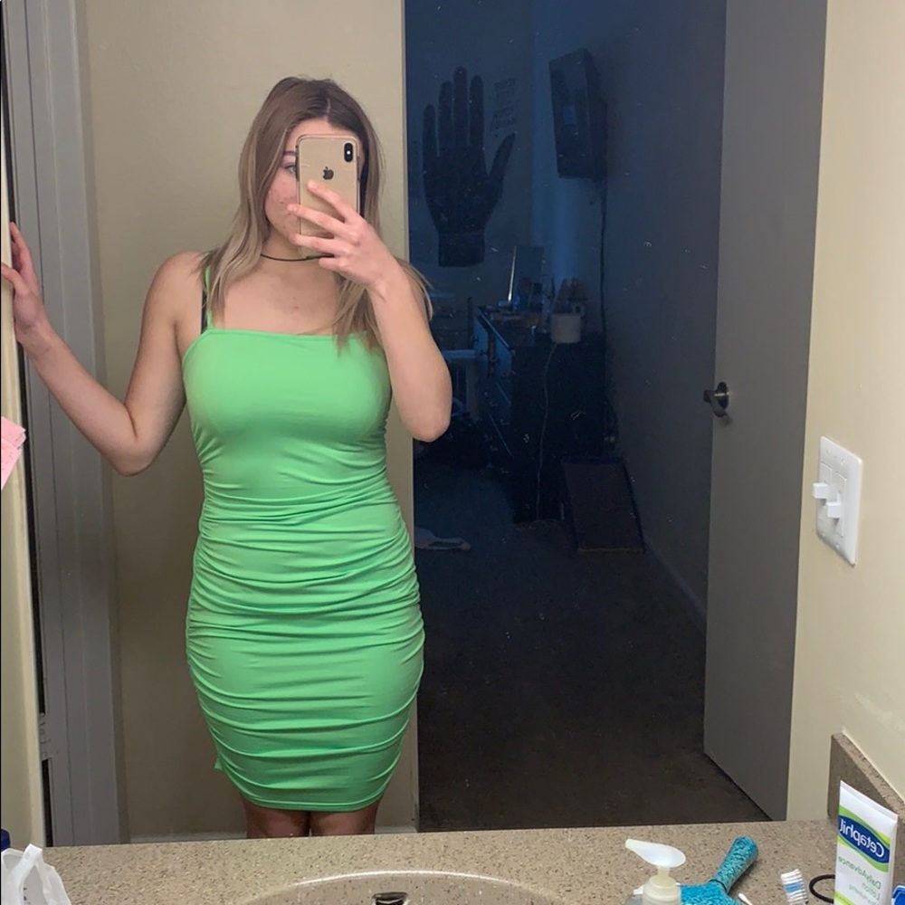 neon green Midi Dress